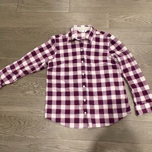 Rider’s by Lee Flannel Ladies Purple and White Plaid Shirt